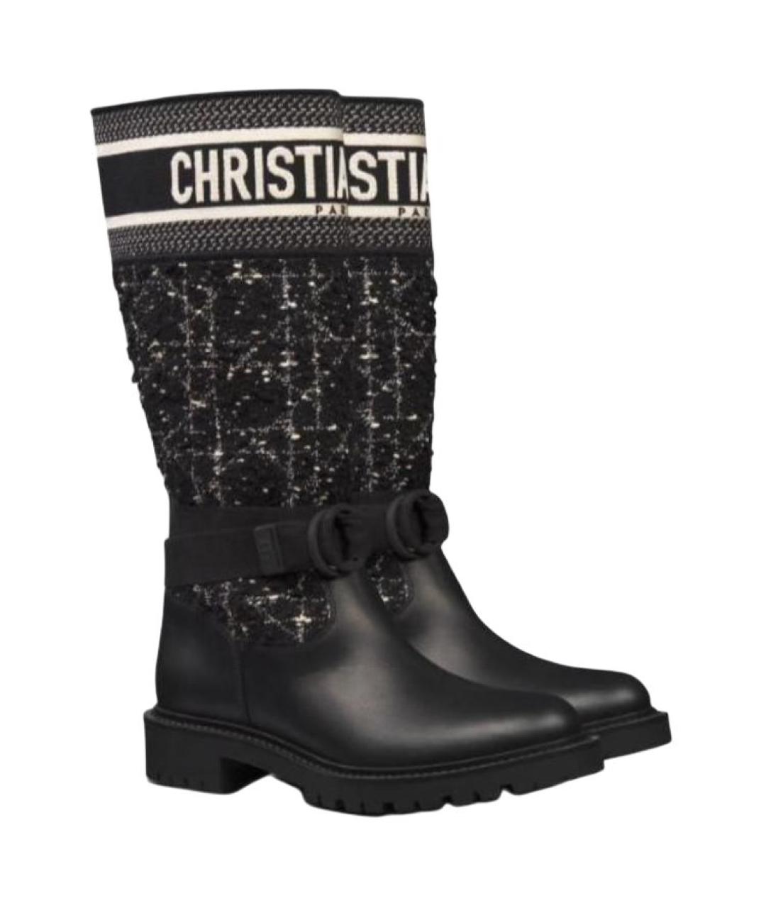 CHRISTIAN DIOR Черные кожаные сапоги, фото 3