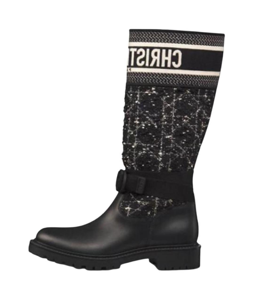 CHRISTIAN DIOR Черные кожаные сапоги, фото 2