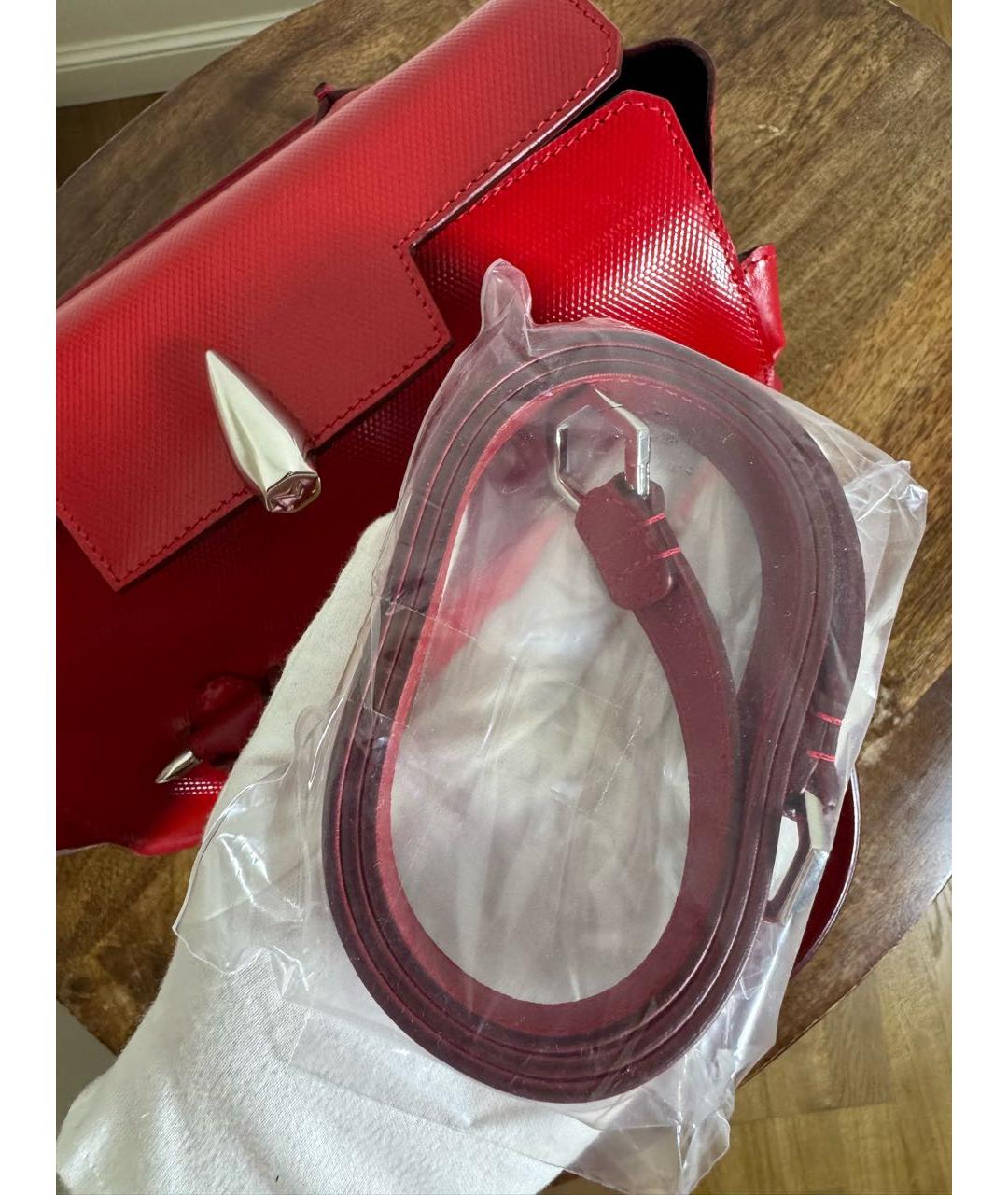 THIERRY MUGLER Красная кожаная сумка с короткими ручками, фото 7