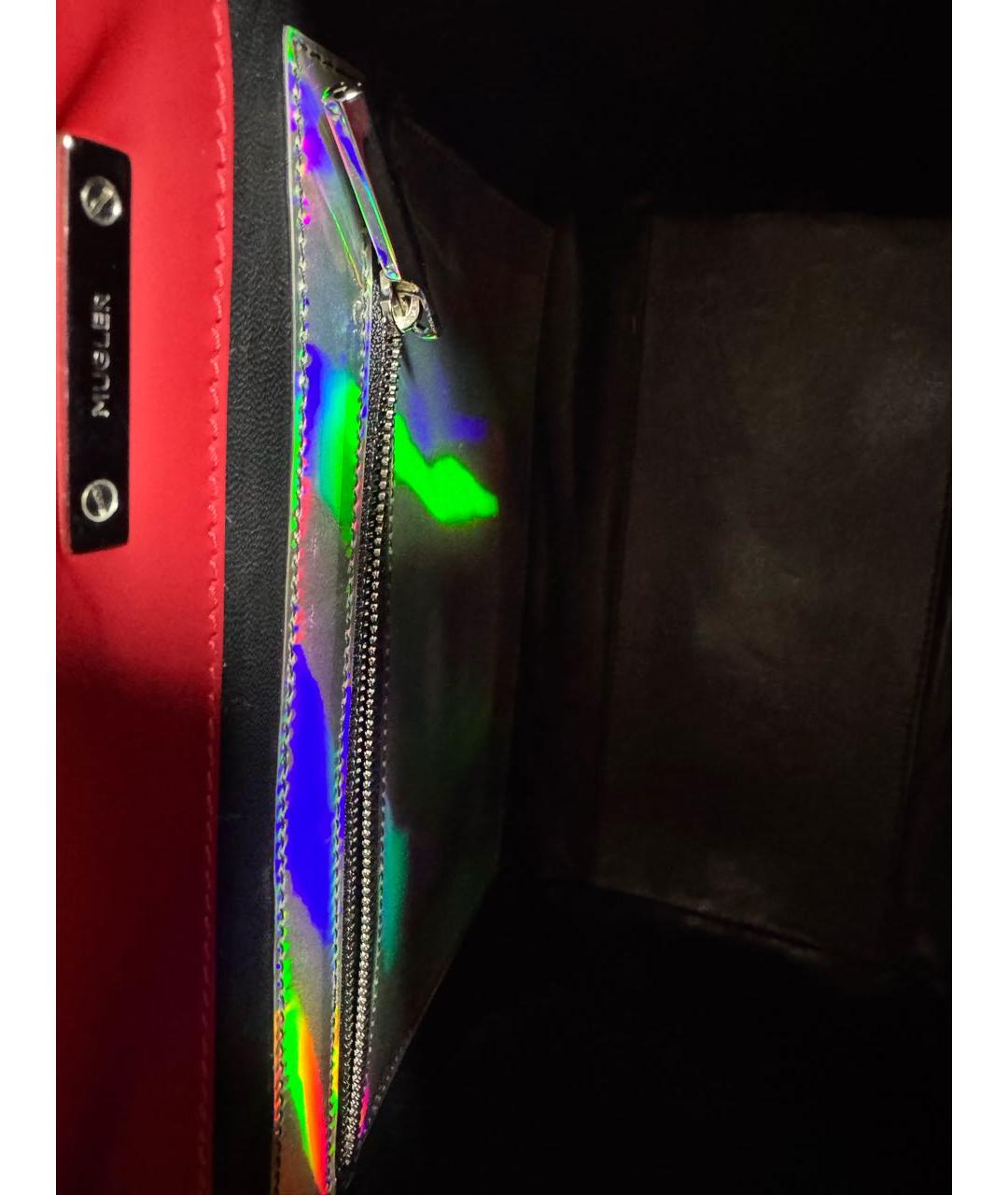 THIERRY MUGLER Красная кожаная сумка с короткими ручками, фото 4