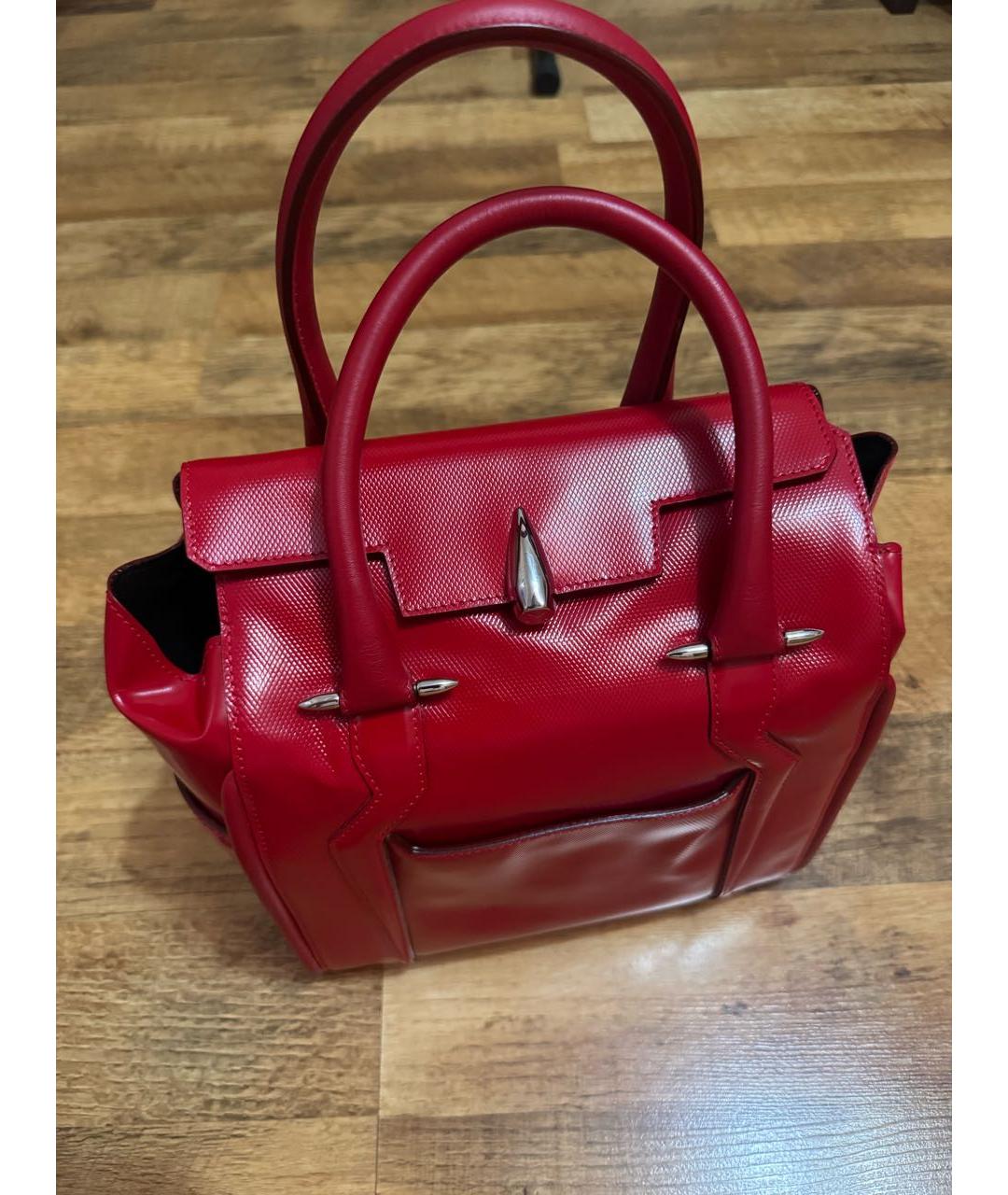 THIERRY MUGLER Красная кожаная сумка с короткими ручками, фото 5