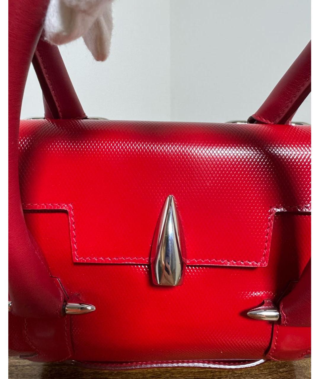 THIERRY MUGLER Красная кожаная сумка с короткими ручками, фото 8