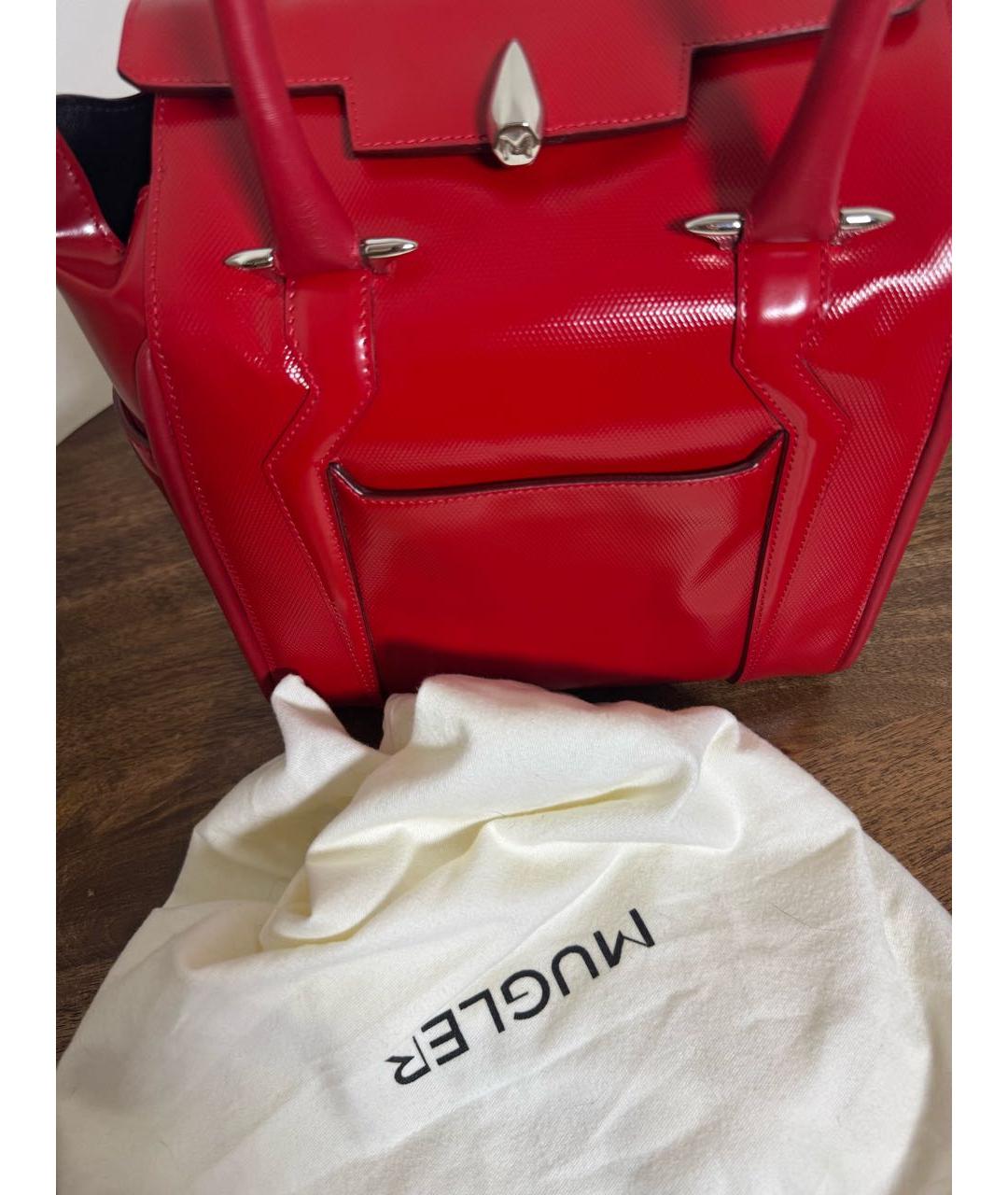 THIERRY MUGLER Красная кожаная сумка с короткими ручками, фото 6