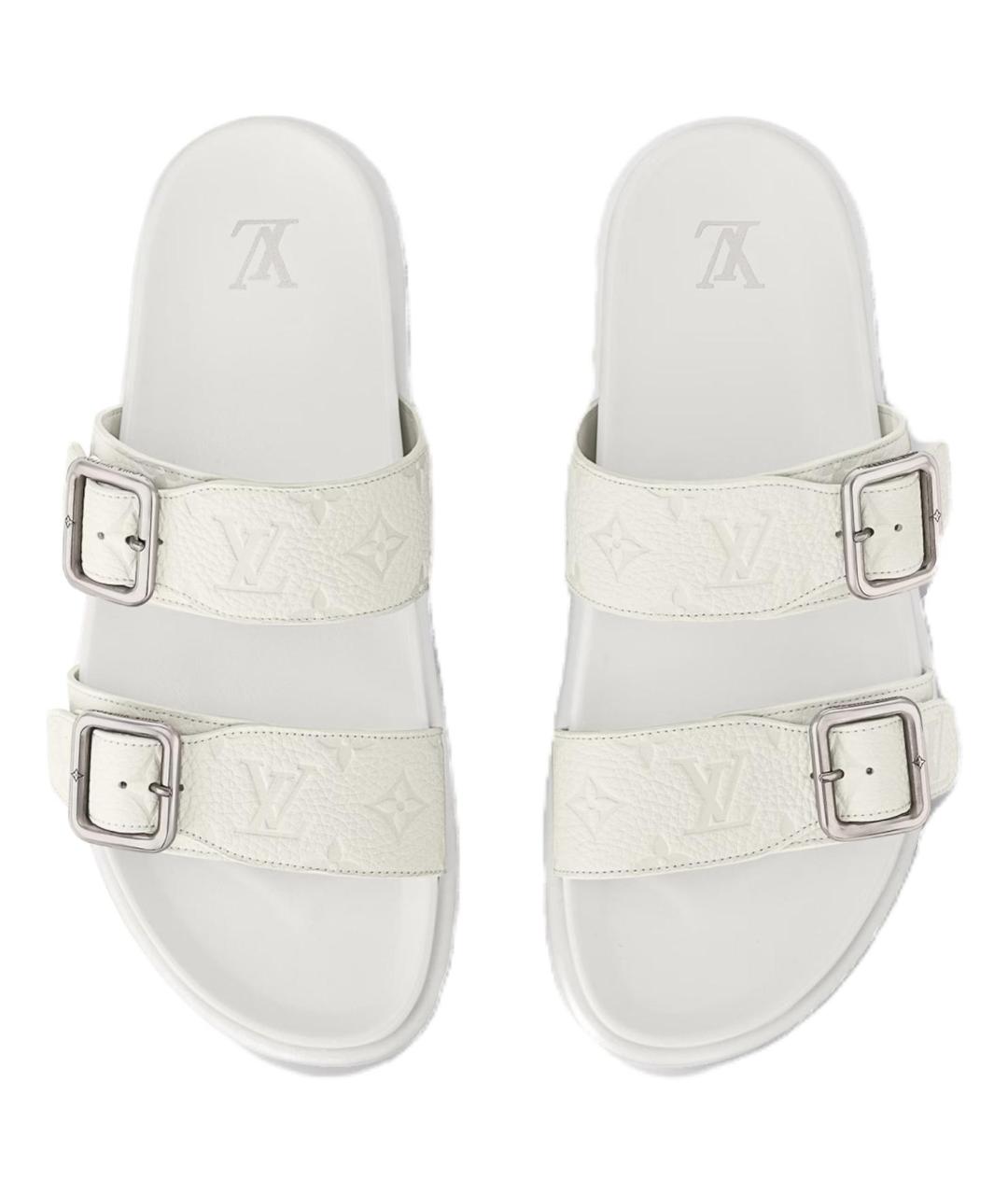 LOUIS VUITTON Белые кожаные сандалии, фото 4