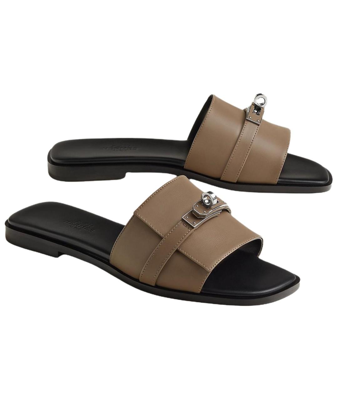 HERMES Кожаные шлепанцы, фото 3