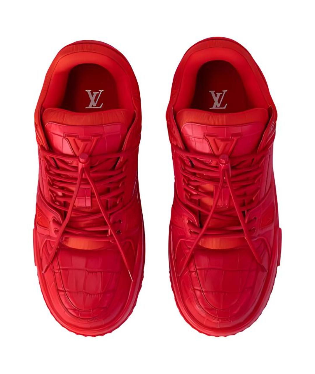 LOUIS VUITTON Красные кожаные низкие кроссовки / кеды, фото 5