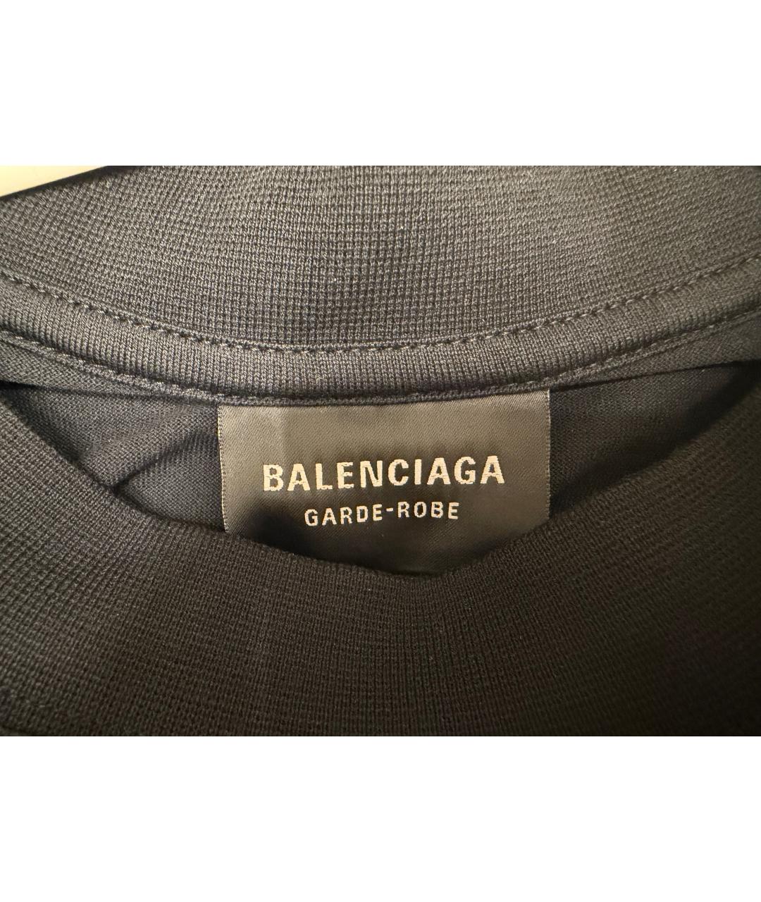BALENCIAGA Черная хлопковая футболка, фото 7