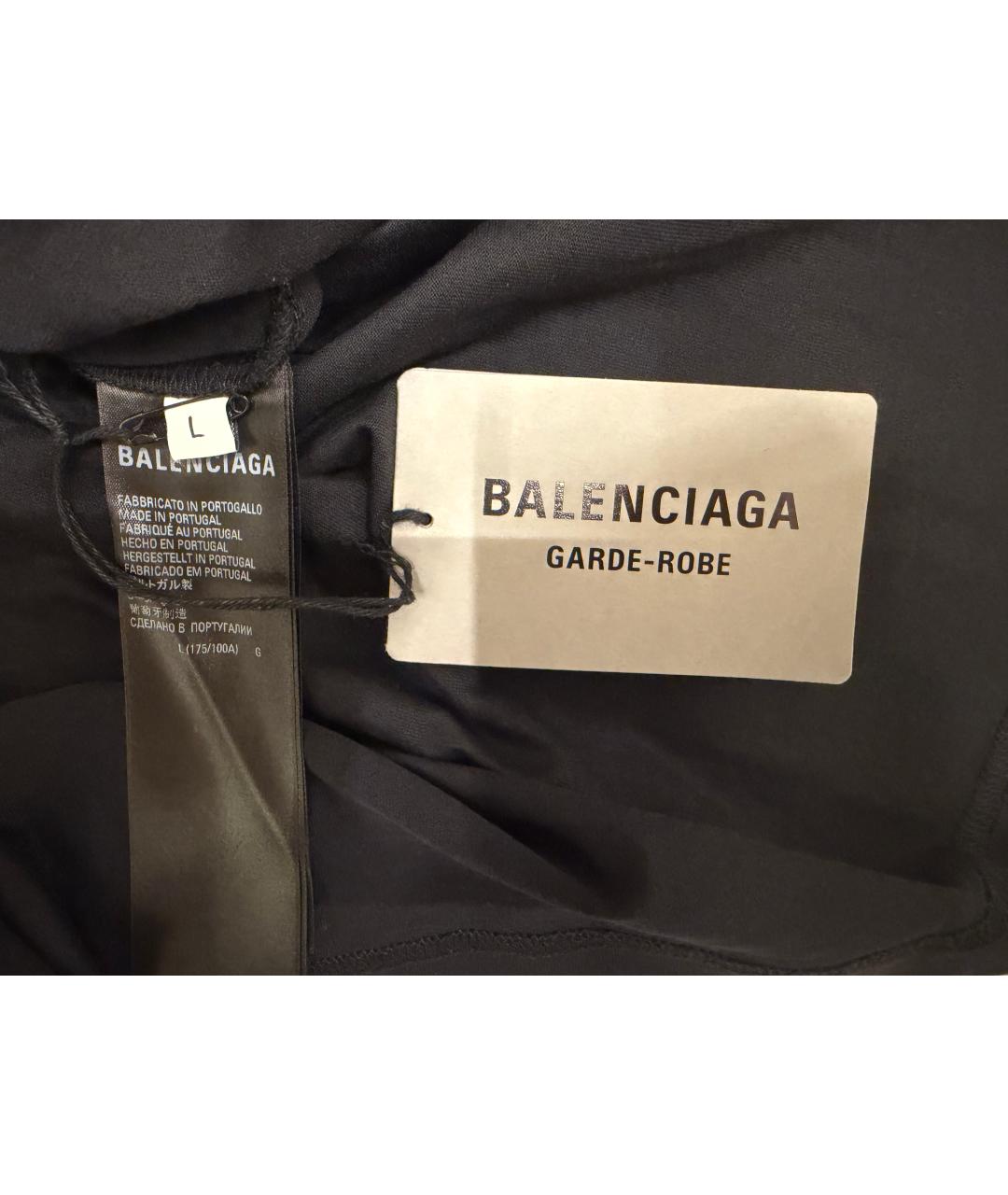 BALENCIAGA Черная хлопковая футболка, фото 8