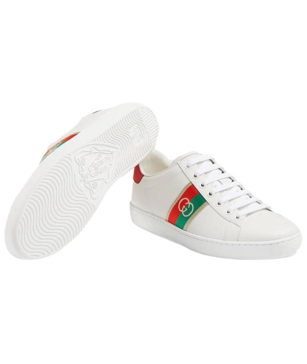 GUCCI Белые кожаные кеды, фото 5