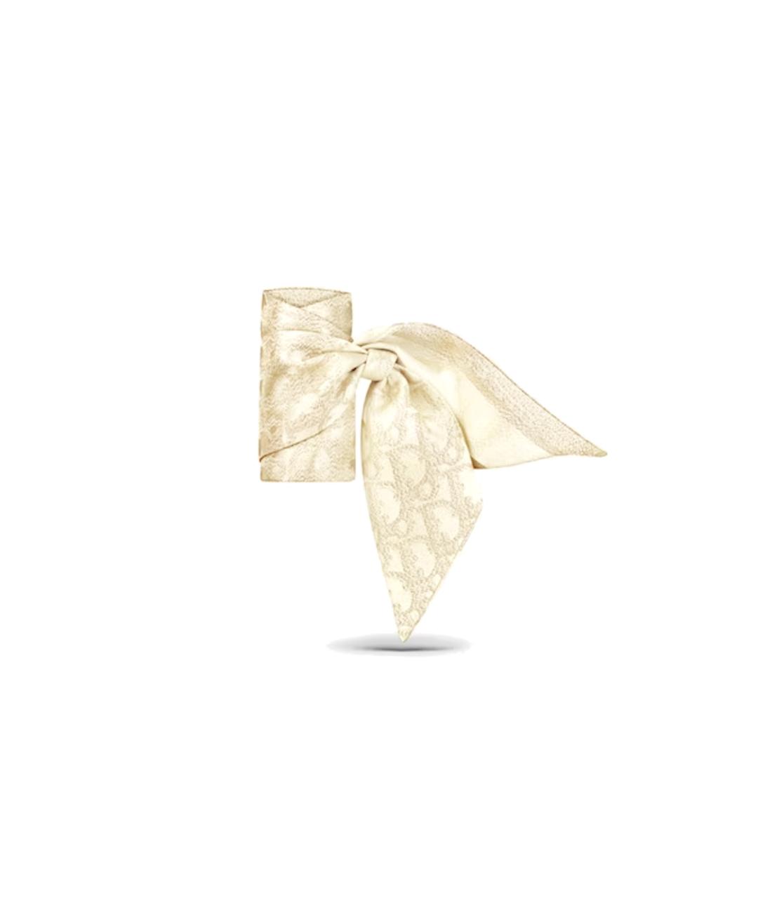 CHRISTIAN DIOR Бежевый шелковый шарф, фото 3