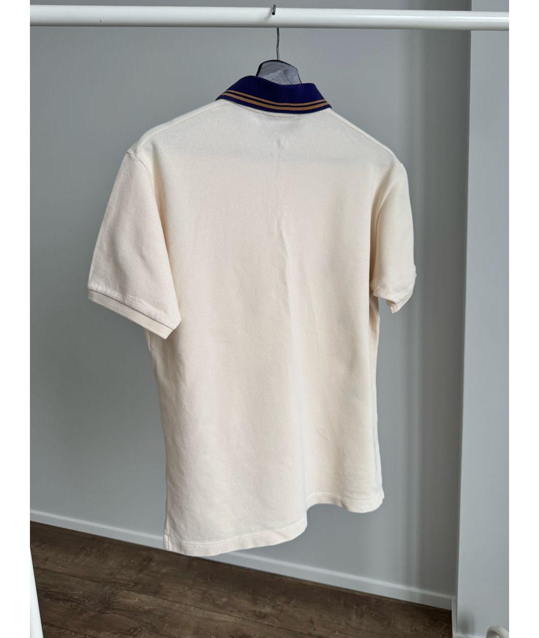 GUCCI Бежевое хлопковое поло с коротким рукавом, фото 4