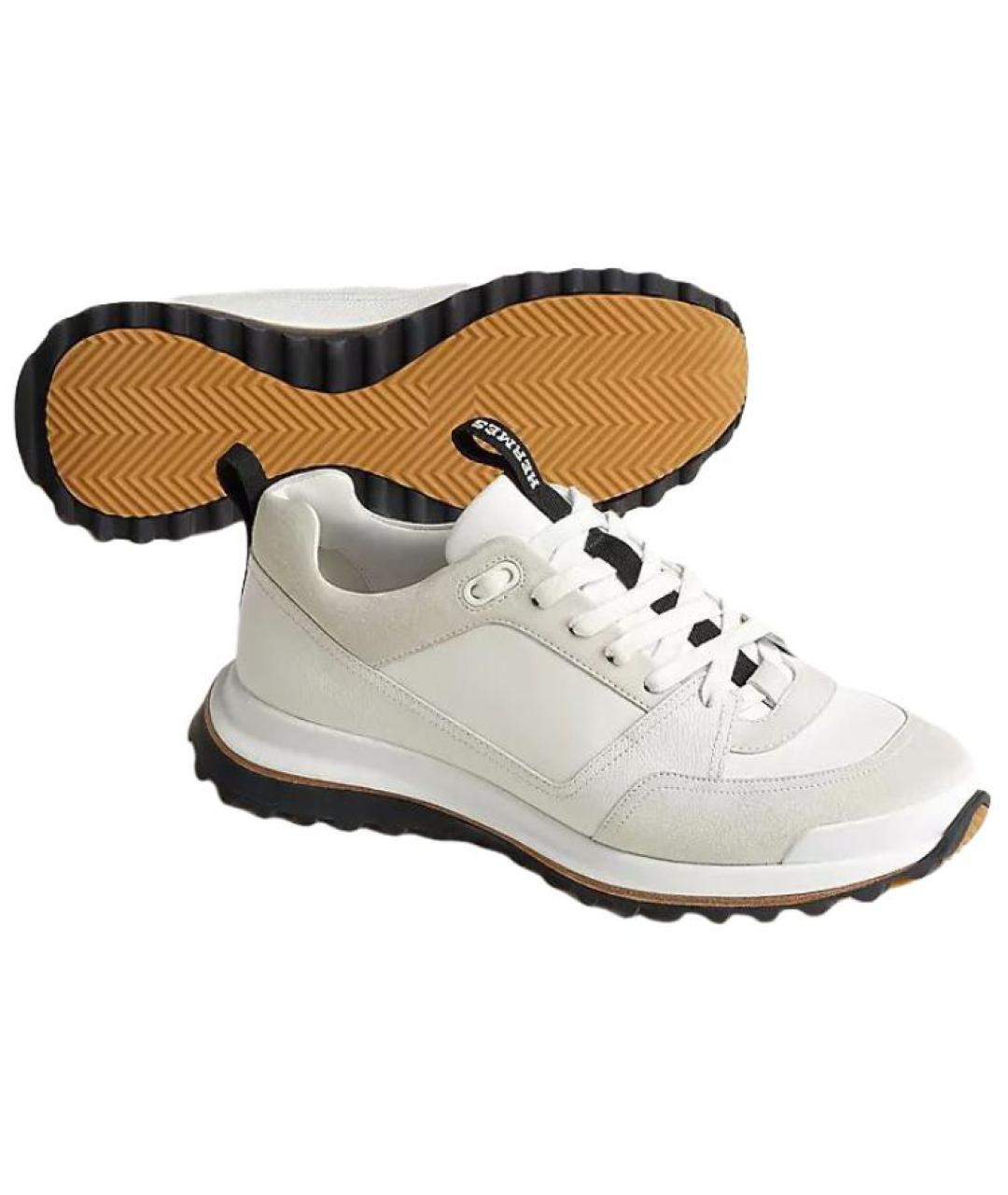 HERMES Белые кожаные низкие кроссовки / кеды, фото 5