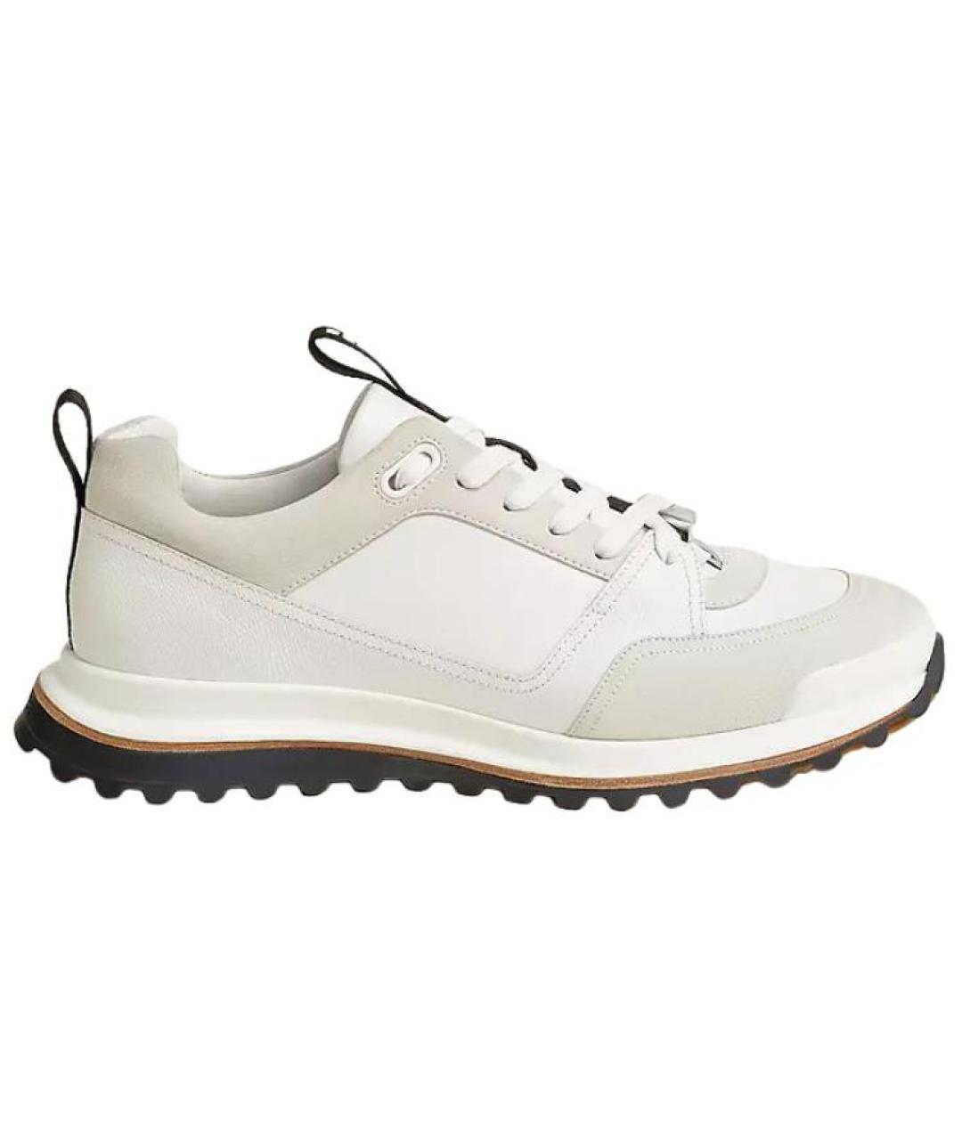 HERMES Белые кожаные низкие кроссовки / кеды, фото 1