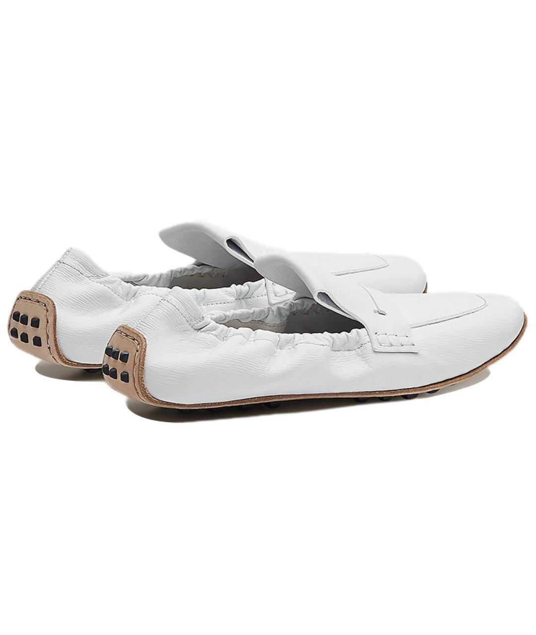 HERMES Белые кожаные мокасины, фото 4