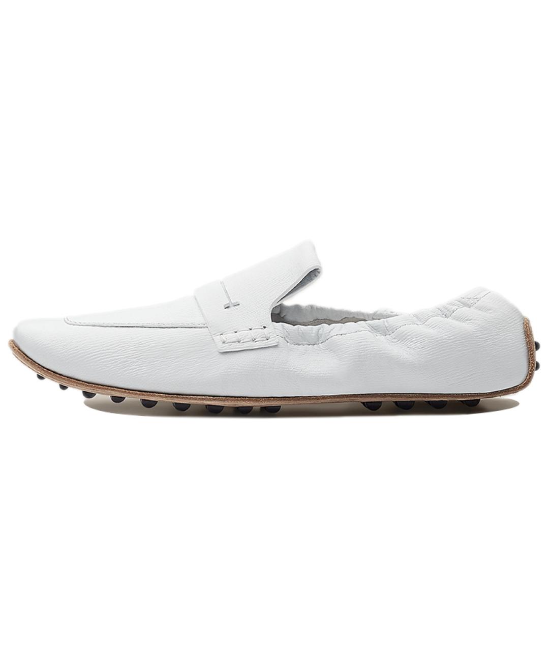 HERMES Белые кожаные мокасины, фото 2