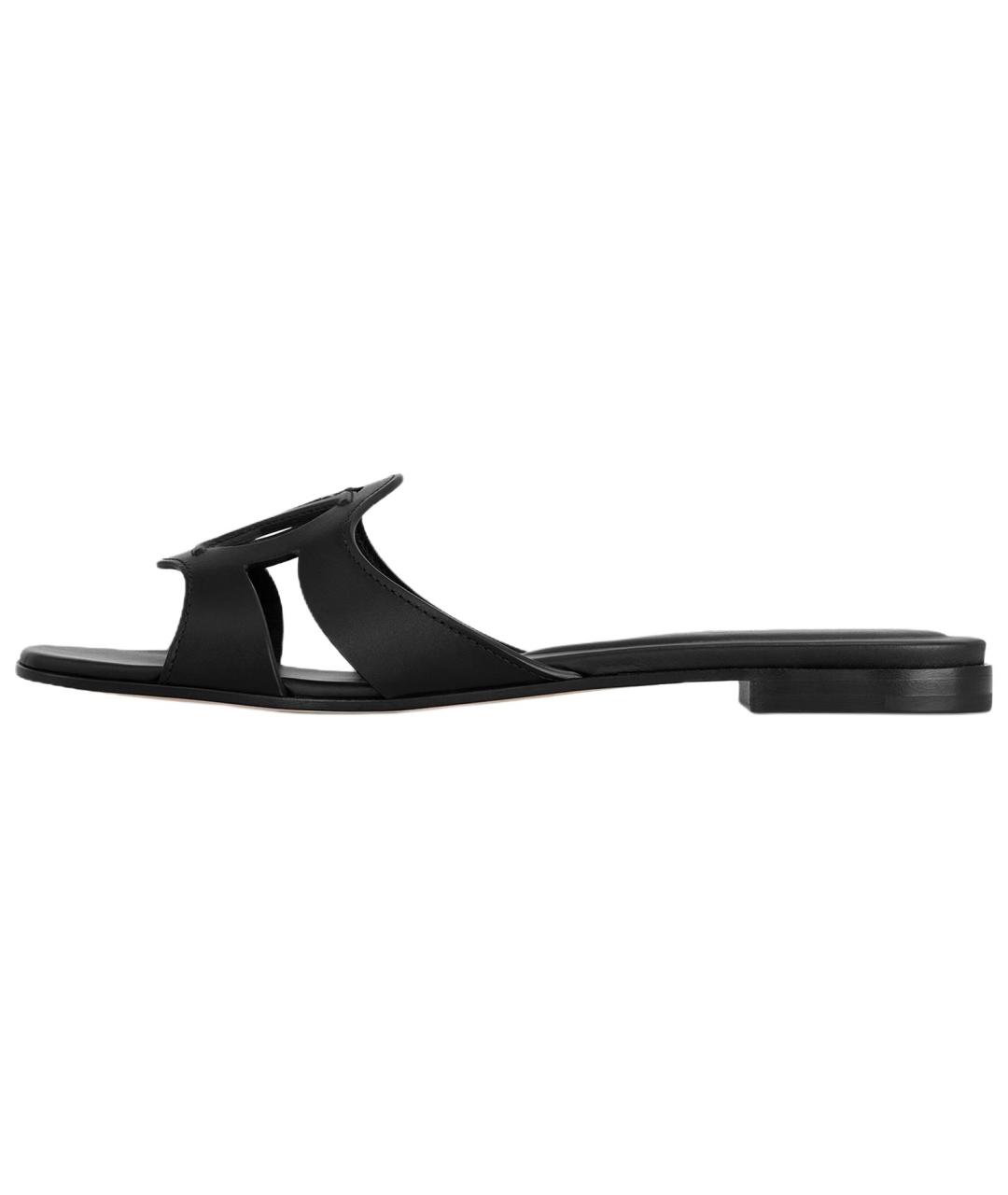 LOUIS VUITTON Черные кожаные шлепанцы, фото 2