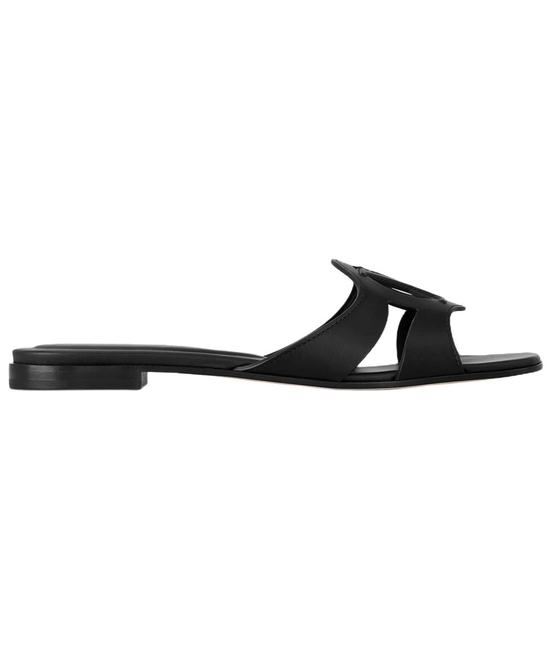 LOUIS VUITTON Черные кожаные шлепанцы, фото 1