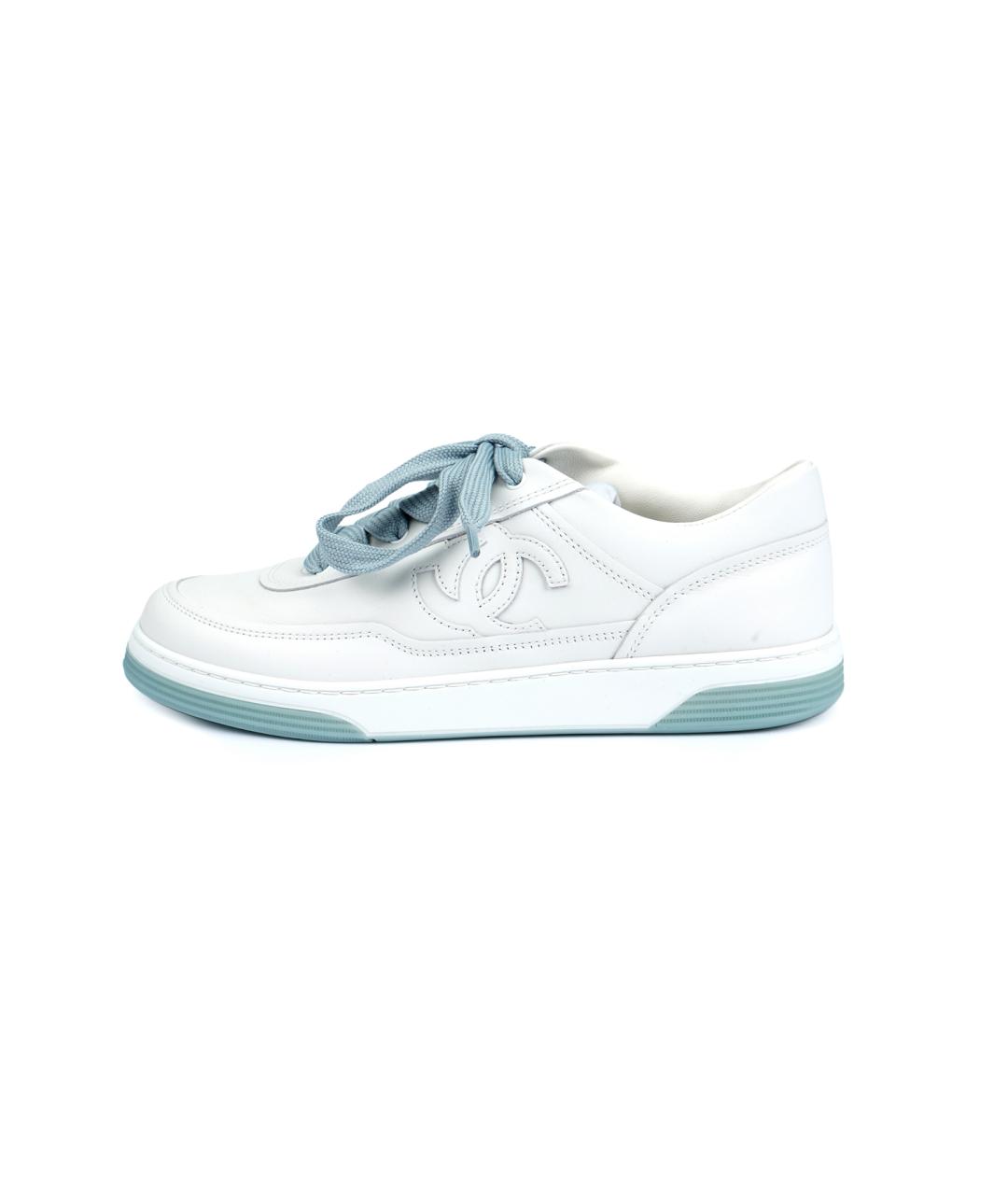 CHANEL Белые кожаные кроссовки, фото 2