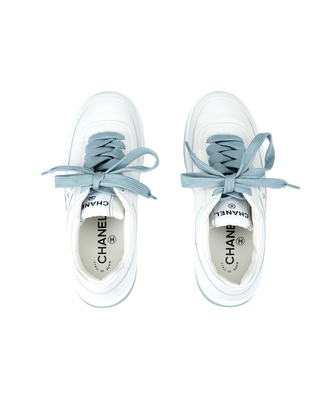 CHANEL Белые кожаные кроссовки, фото 3