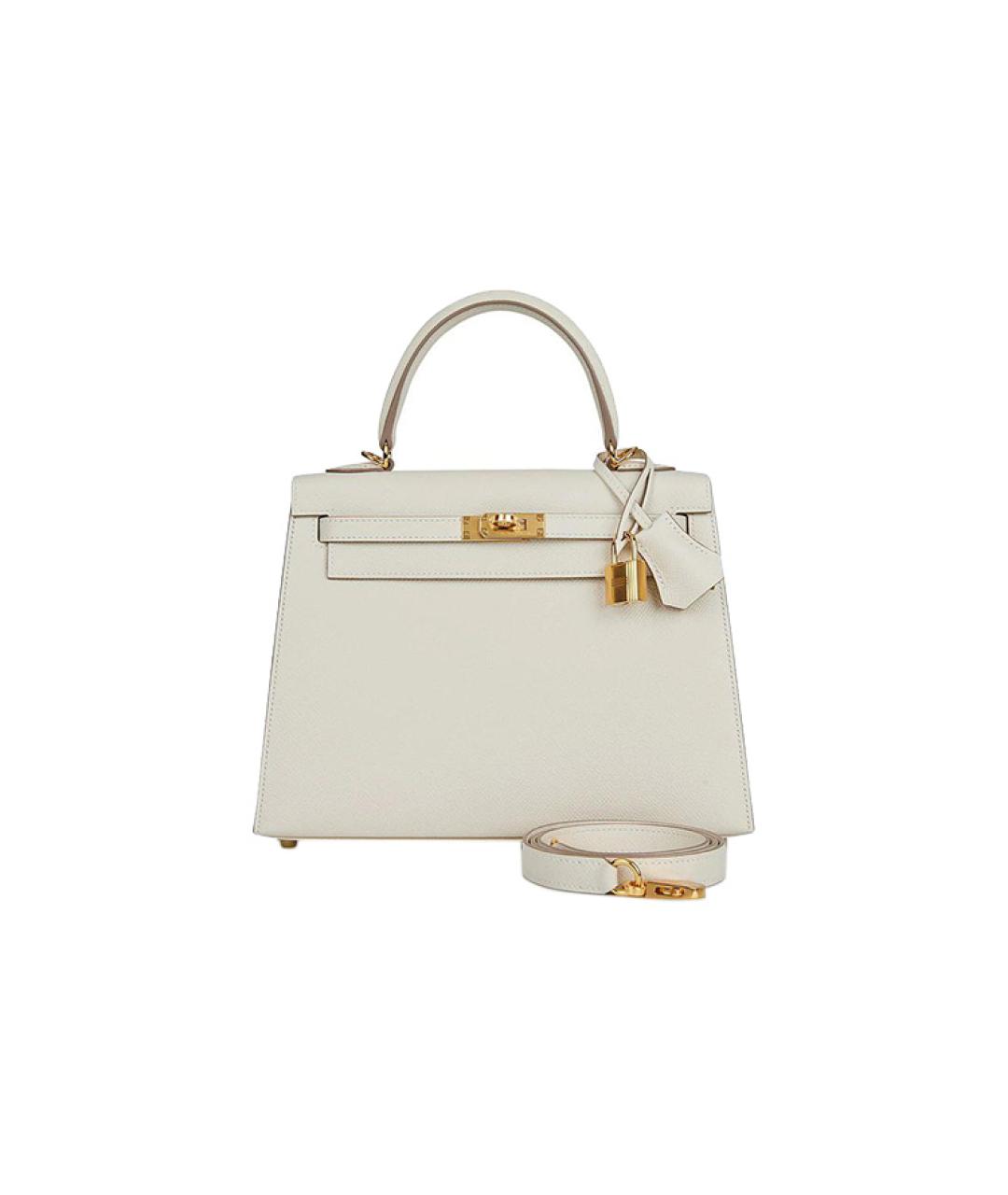 HERMES Белая кожаная сумка через плечо, фото 8