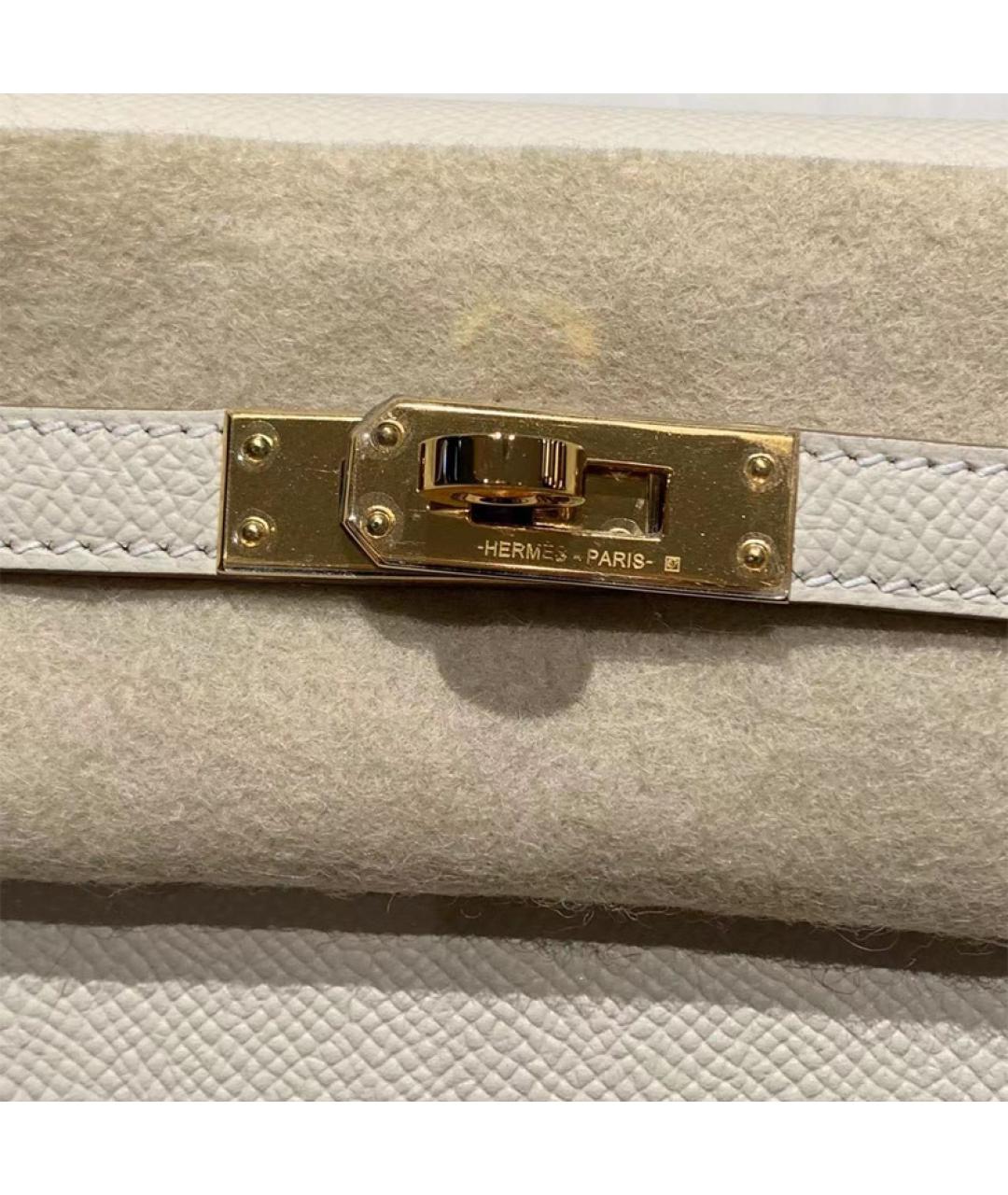 HERMES Белая кожаная сумка через плечо, фото 7