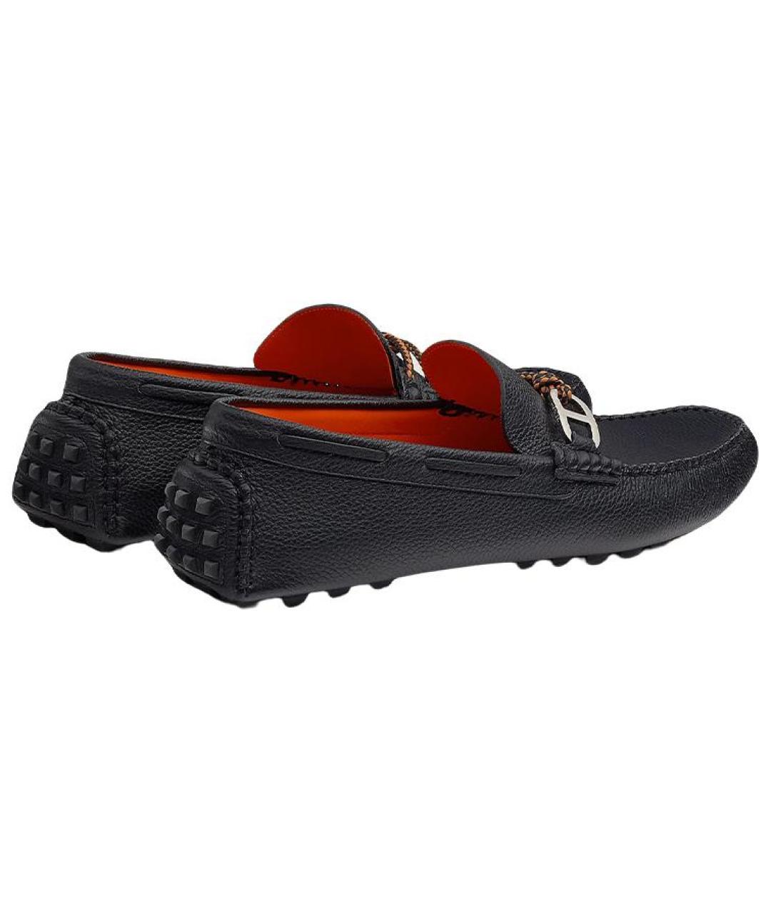 HERMES Черные кожаные мокасины, фото 4