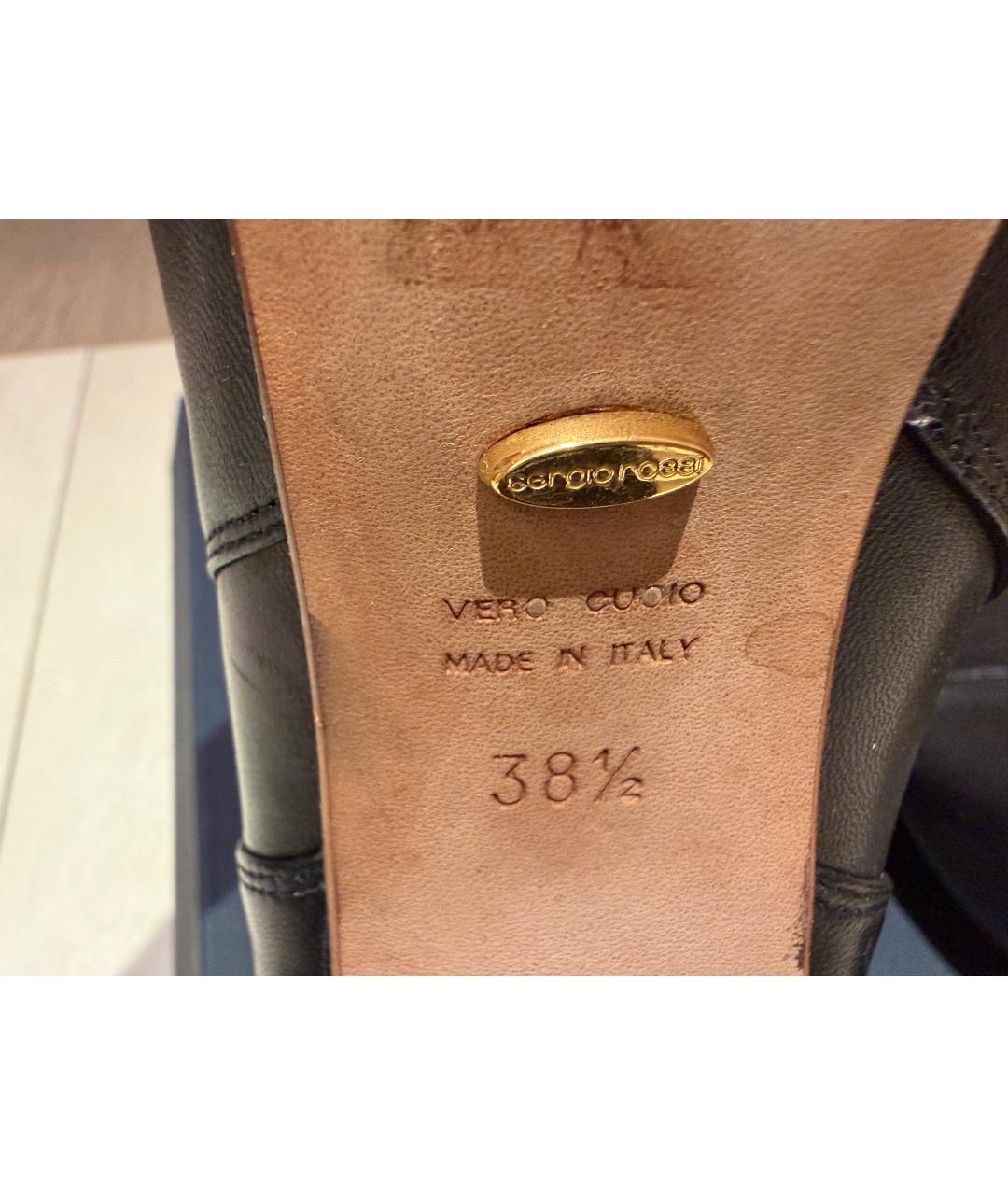 SERGIO ROSSI Черные кожаные сапоги, фото 4