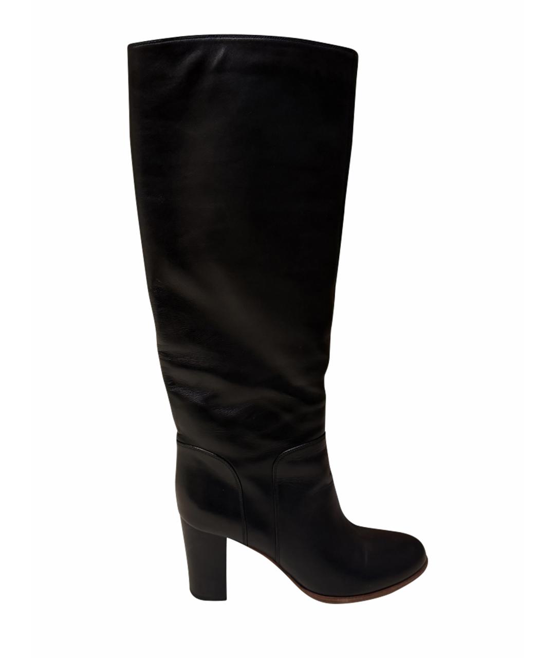 SERGIO ROSSI Черные кожаные сапоги, фото 1