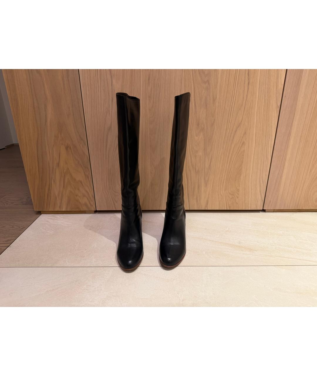 SERGIO ROSSI Черные кожаные сапоги, фото 2