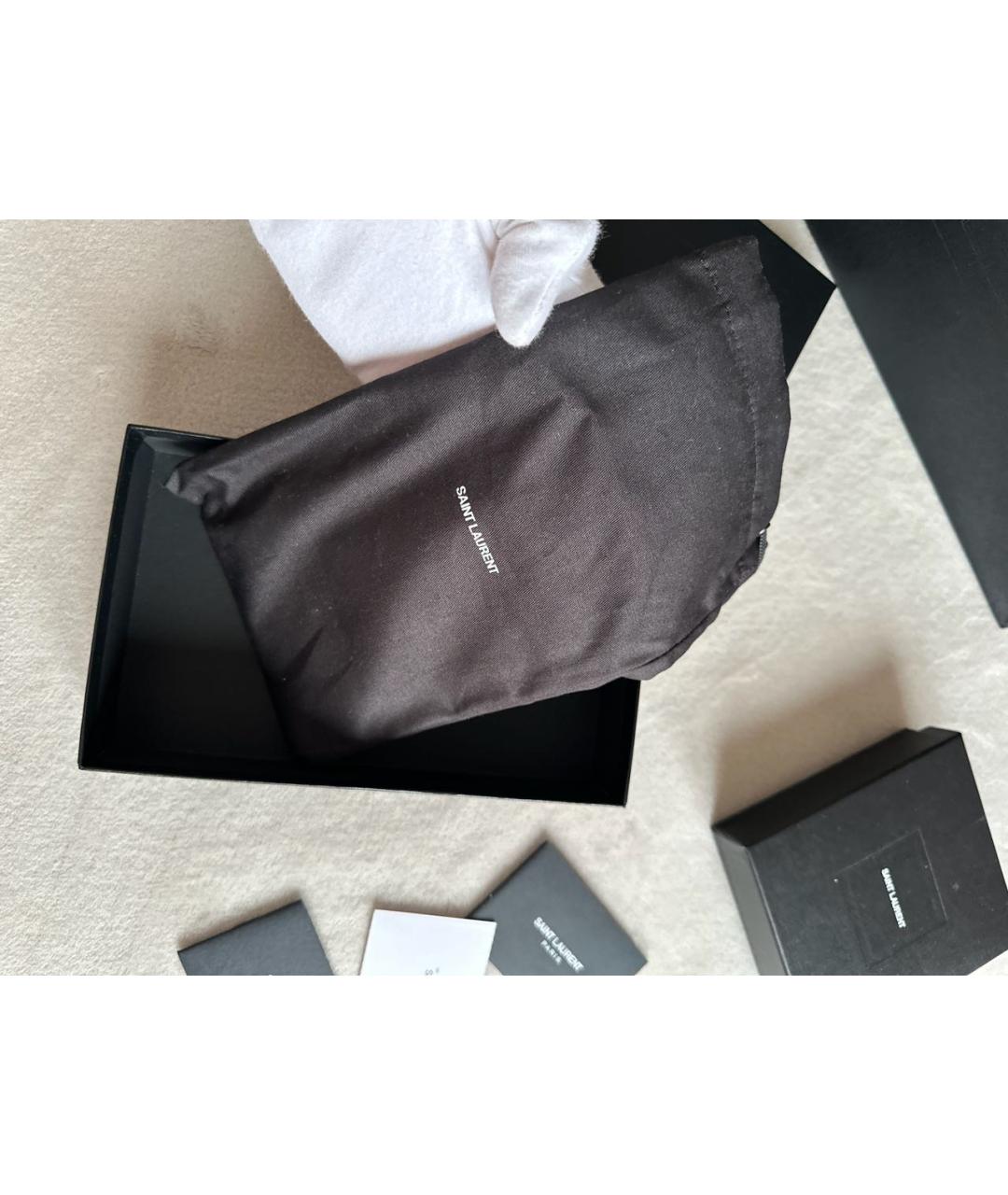 SAINT LAURENT Бежевый кожаный кардхолдер, фото 7