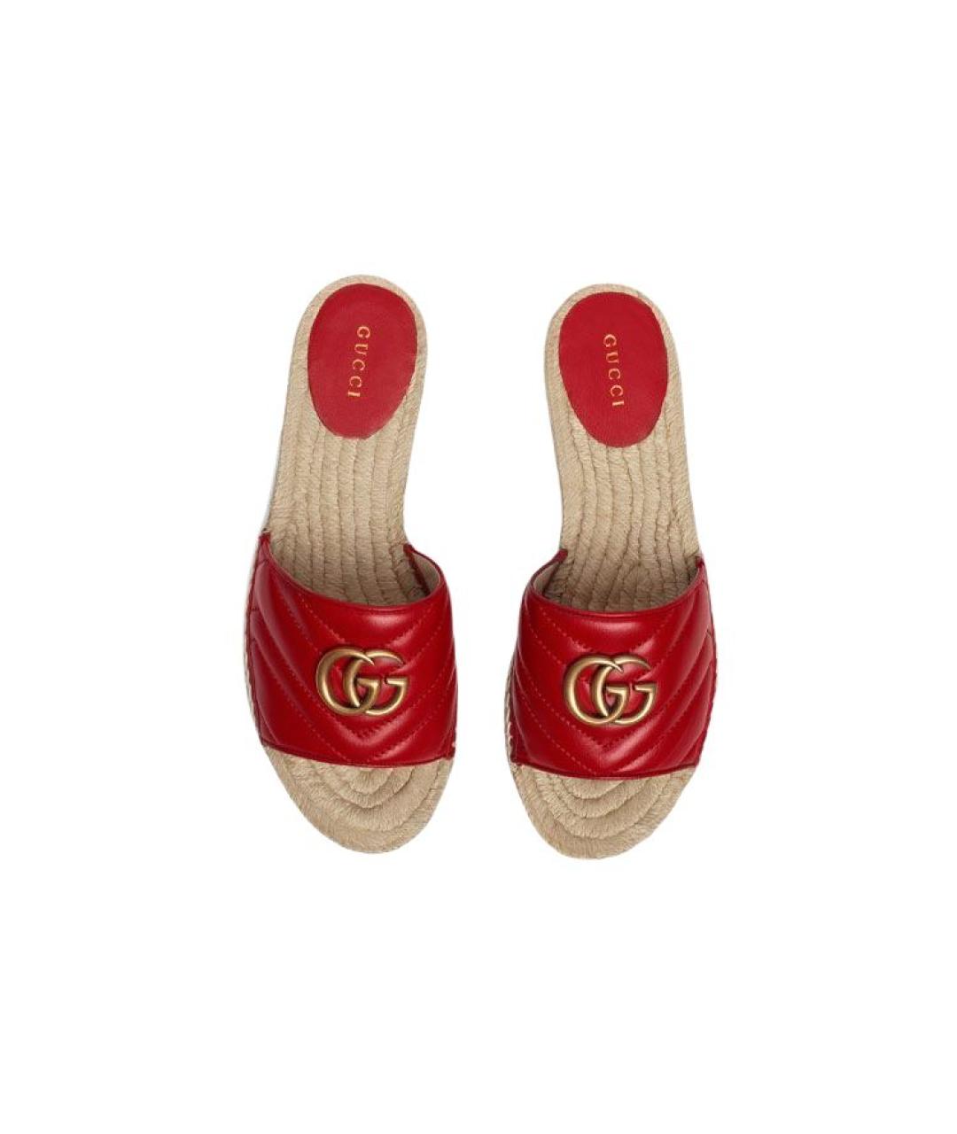 GUCCI Красные кожаные сандалии, фото 4