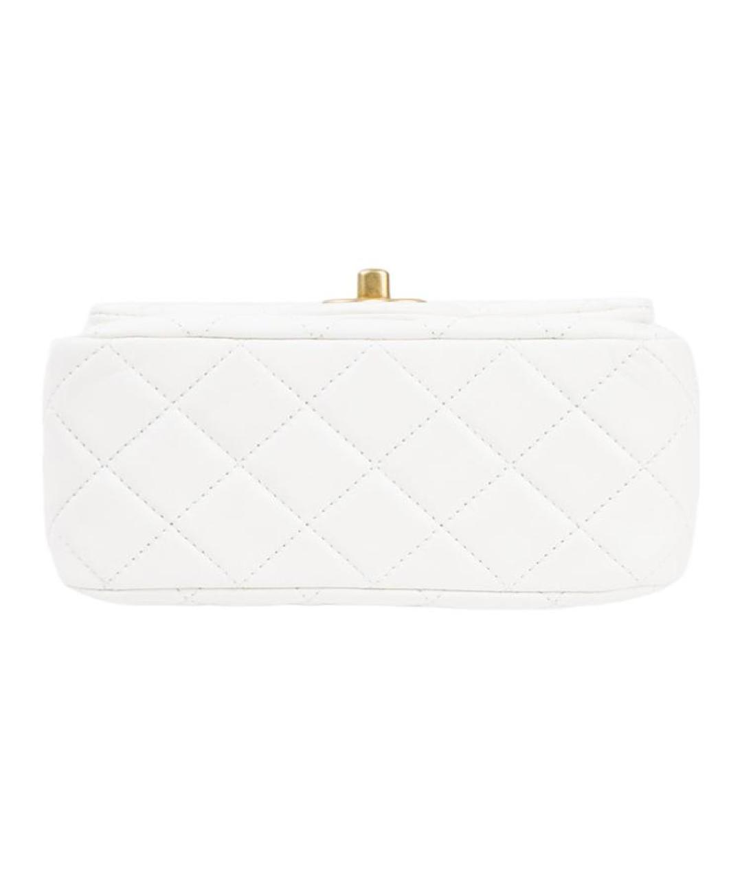 CHANEL Белая кожаная сумка через плечо, фото 4