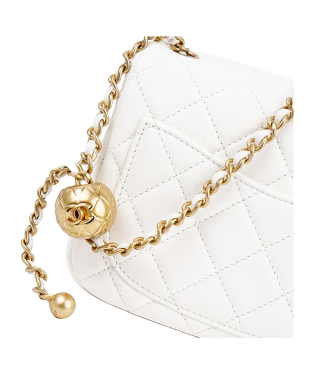 CHANEL Белая кожаная сумка через плечо, фото 6