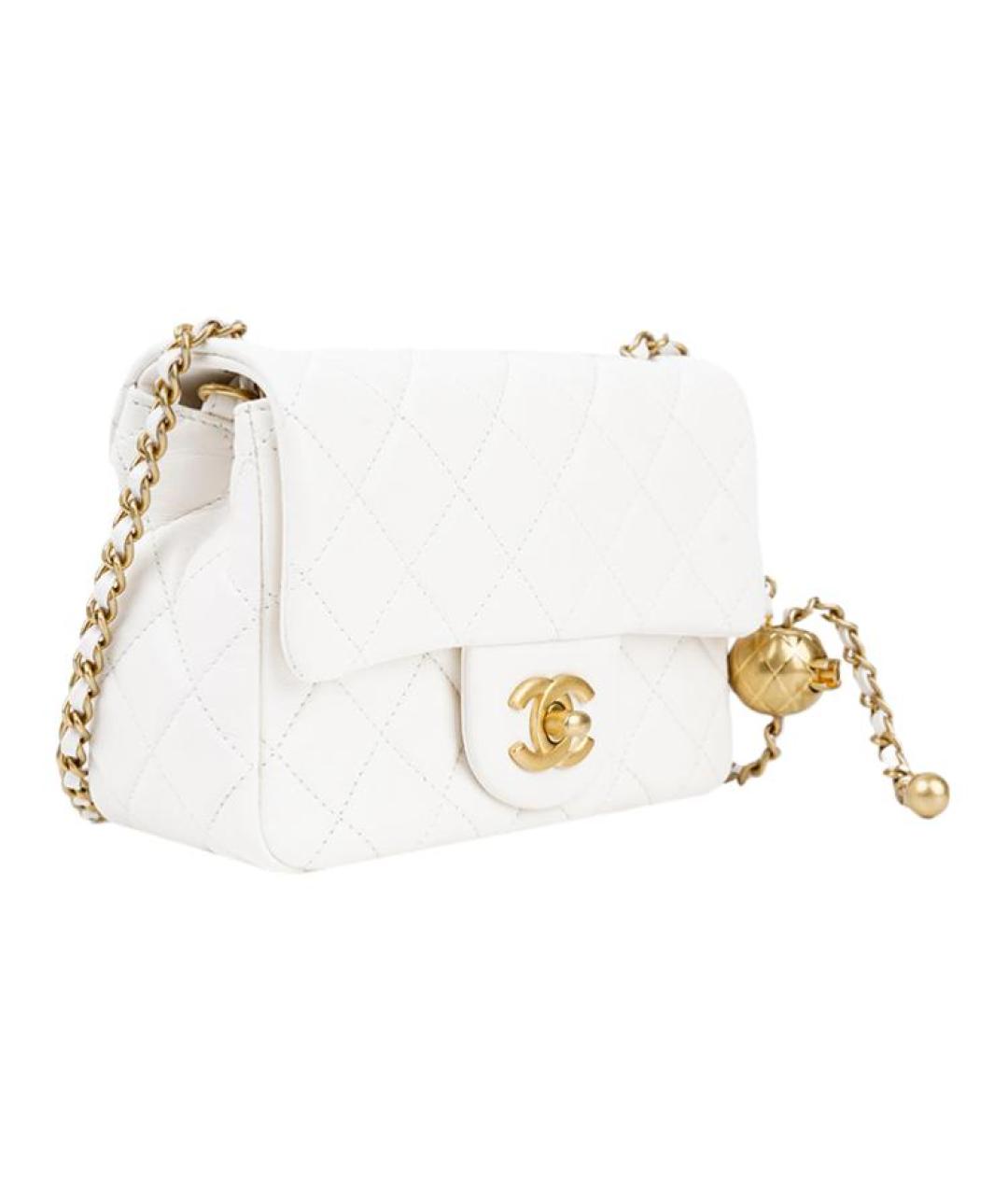 CHANEL Белая кожаная сумка через плечо, фото 2