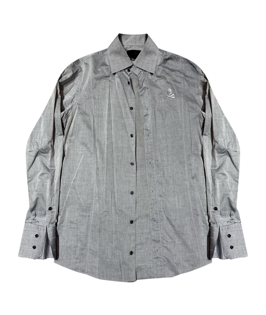 PHILIPP PLEIN Серая хлопковая кэжуал рубашка, фото 1