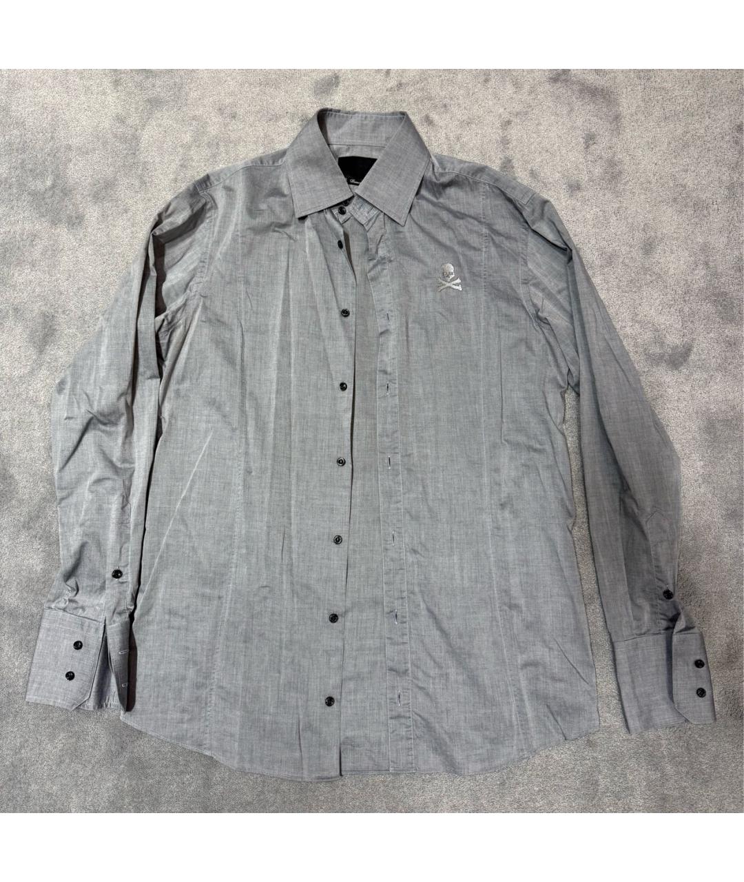 PHILIPP PLEIN Серая хлопковая кэжуал рубашка, фото 6