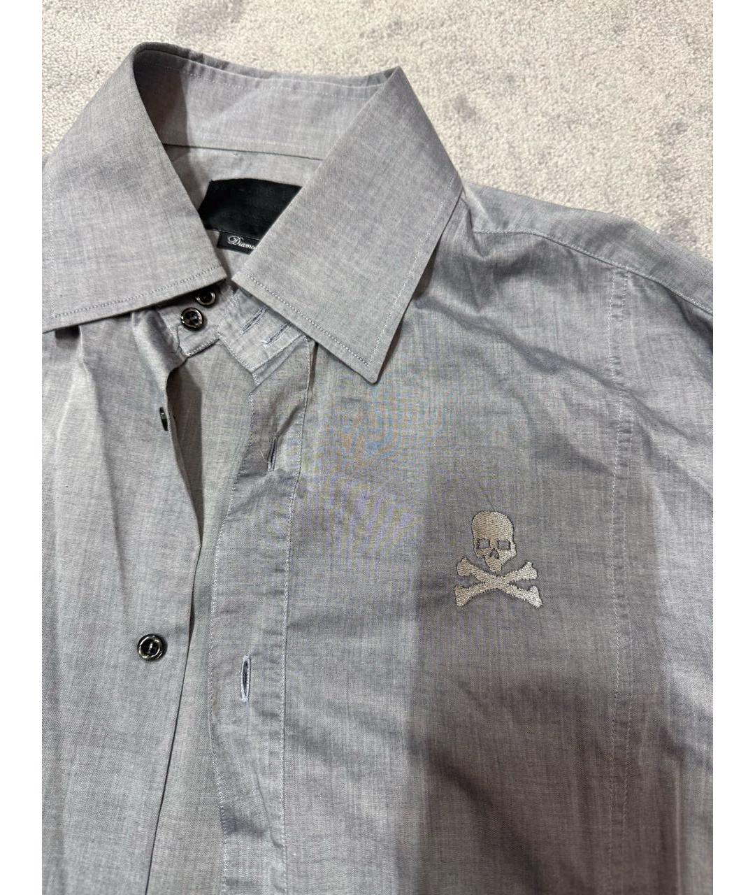 PHILIPP PLEIN Серая хлопковая кэжуал рубашка, фото 3