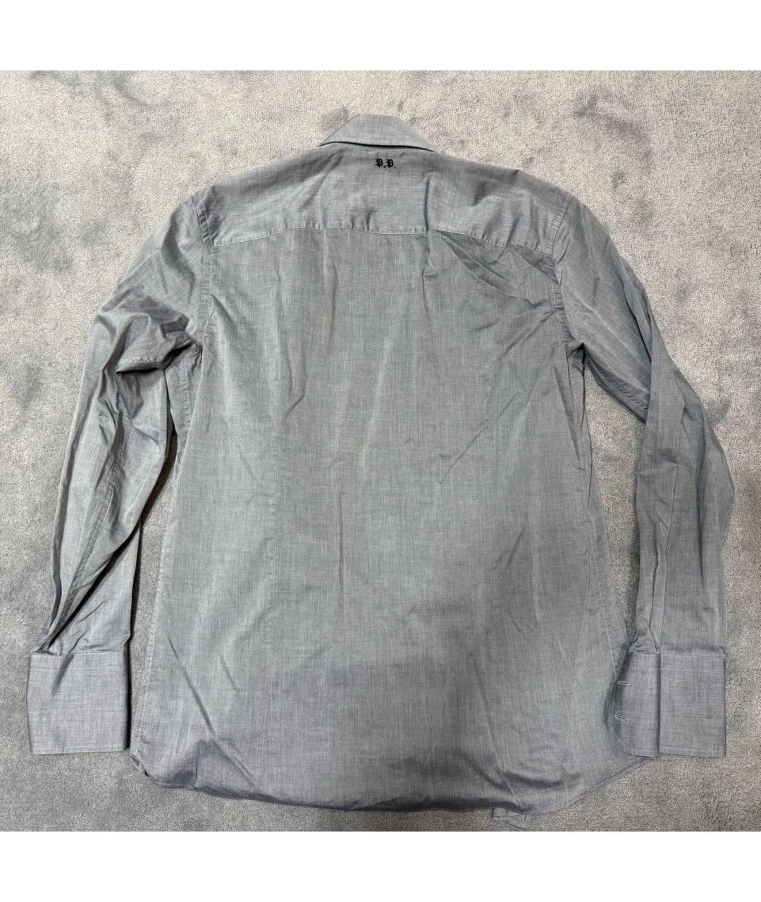 PHILIPP PLEIN Серая хлопковая кэжуал рубашка, фото 2