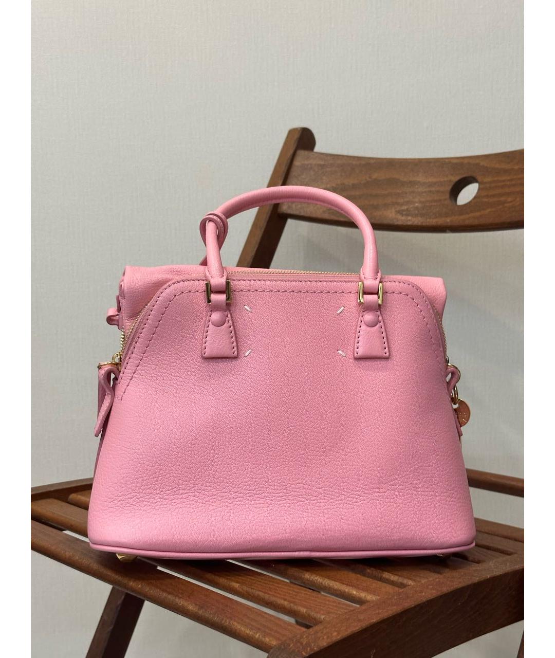 MAISON MARGIELA Розовая кожаная сумка с короткими ручками, фото 3