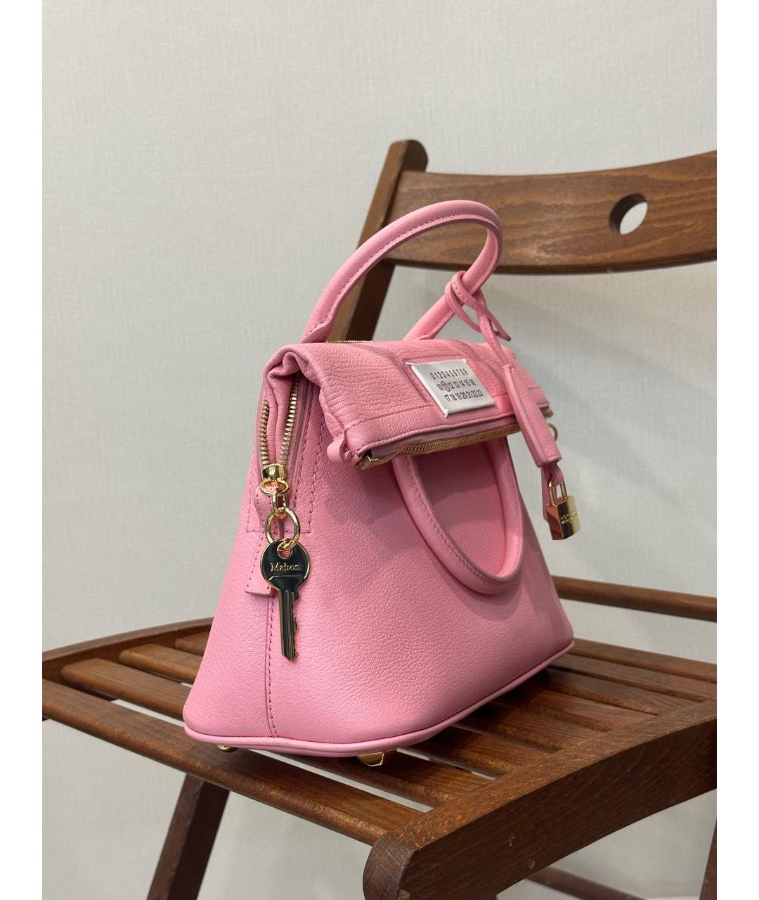 MAISON MARGIELA Розовая кожаная сумка с короткими ручками, фото 2