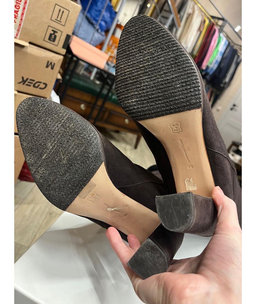 GIANVITO ROSSI Коричневые замшевые ботфорты, фото 6