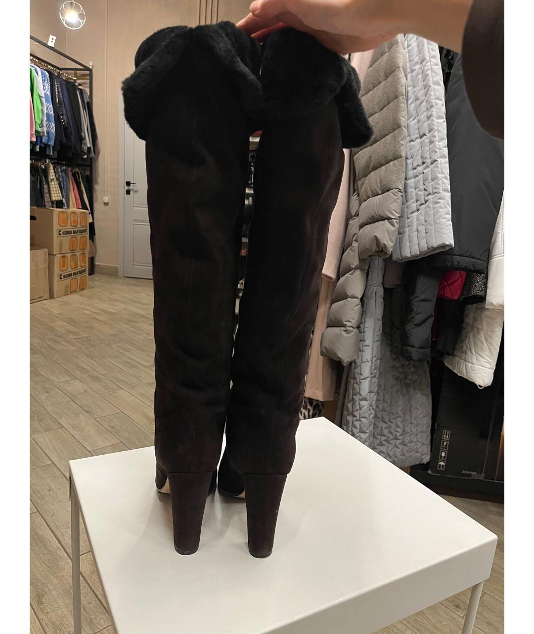 GIANVITO ROSSI Коричневые замшевые ботфорты, фото 8