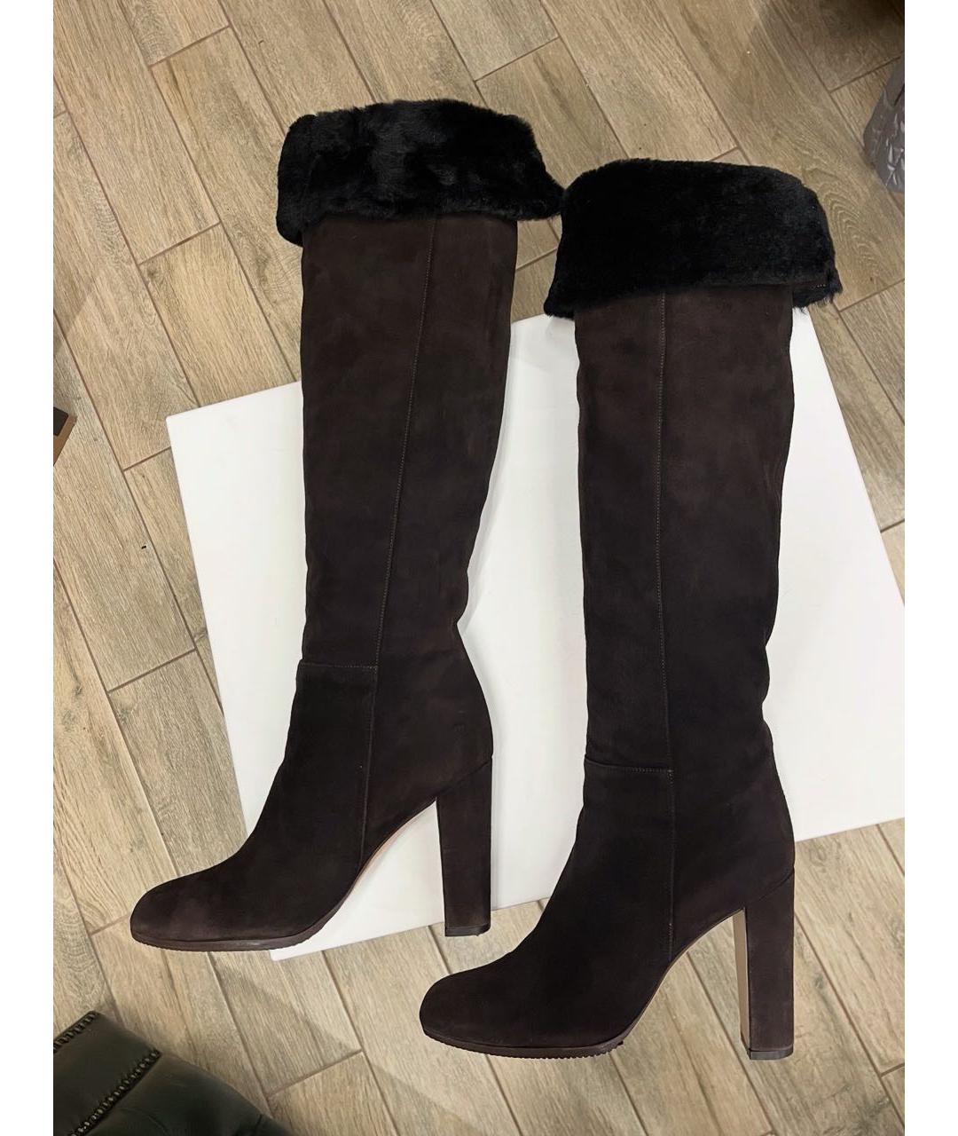 GIANVITO ROSSI Коричневые замшевые ботфорты, фото 9