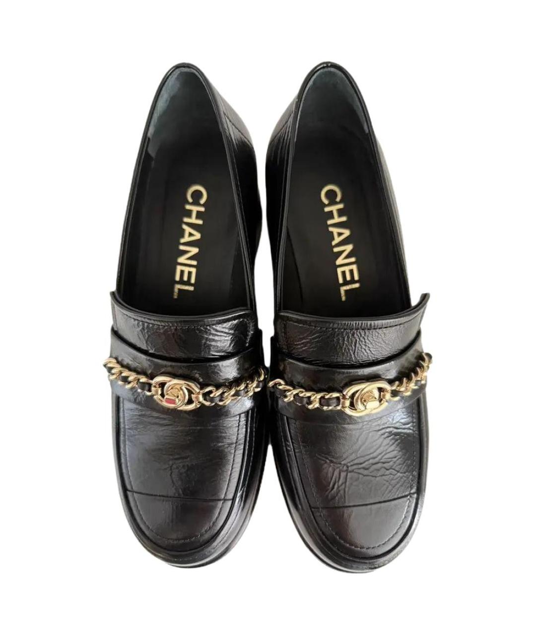 CHANEL Черные кожаные туфли, фото 4