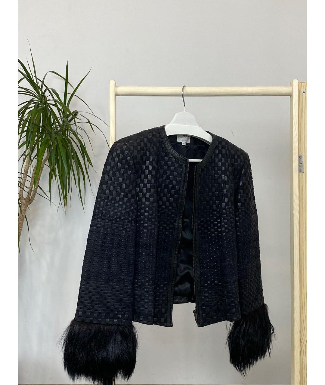 ARMANI COLLEZIONI Черная кожаная куртка, фото 3