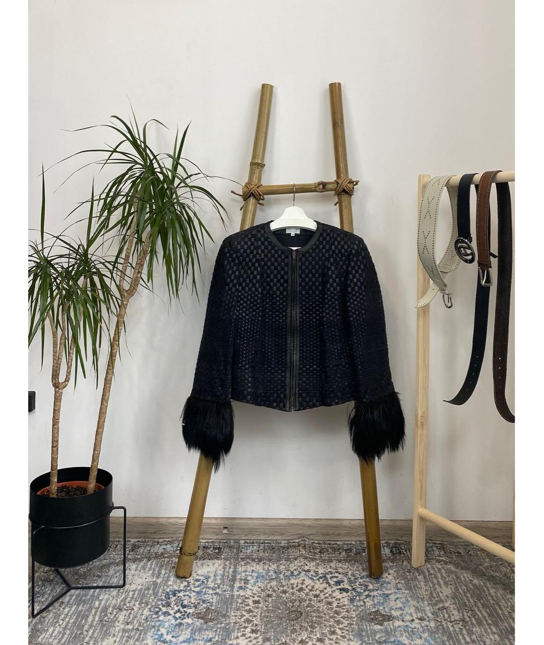 ARMANI COLLEZIONI Черная кожаная куртка, фото 2