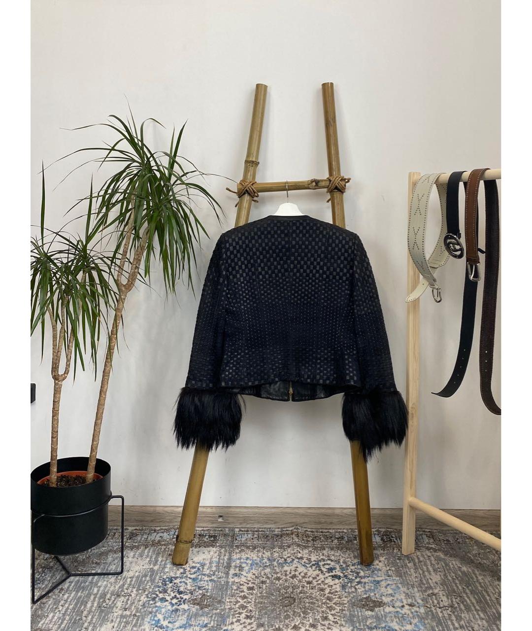 ARMANI COLLEZIONI Черная кожаная куртка, фото 8