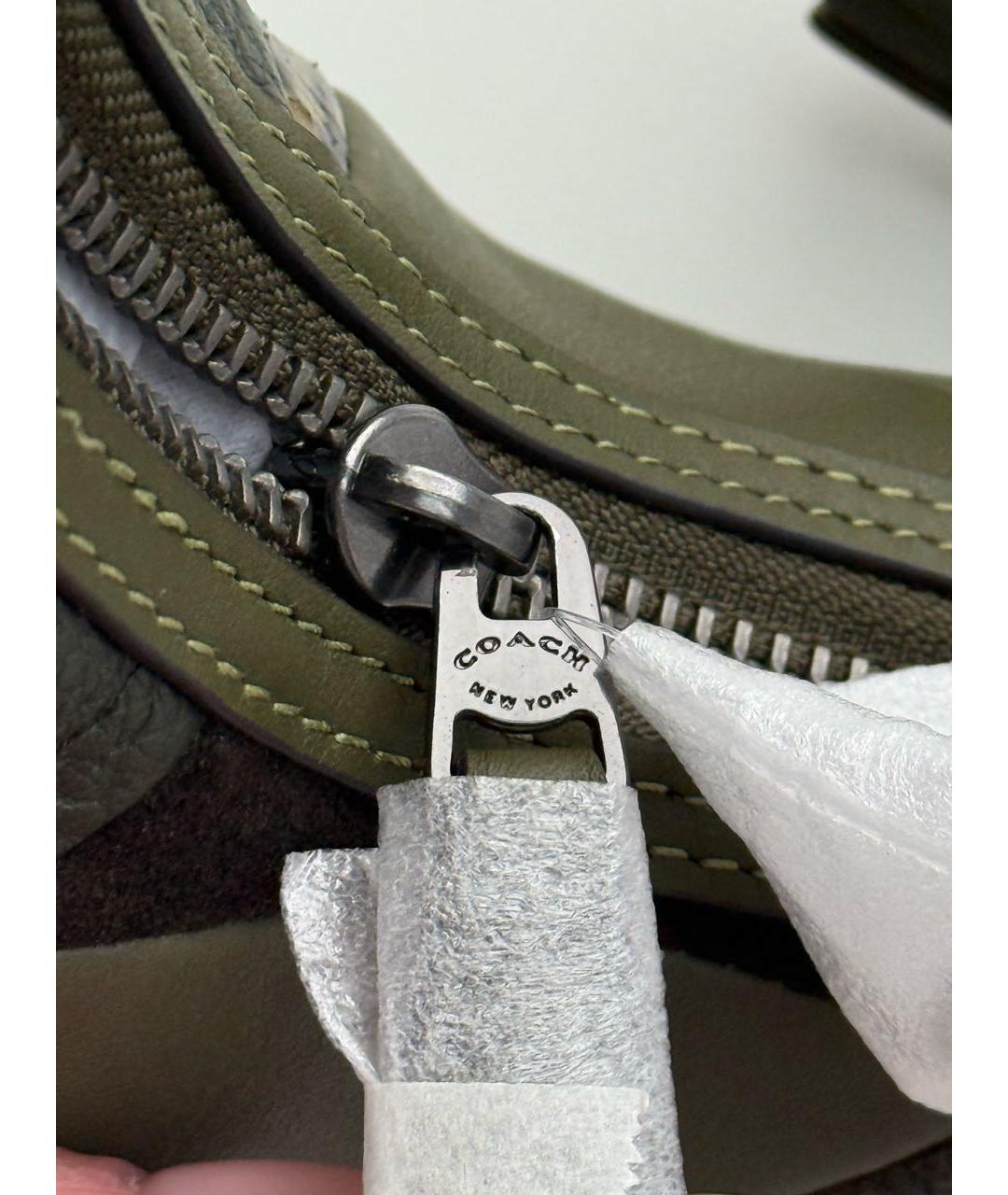 COACH Хаки кожаная сумка через плечо, фото 7