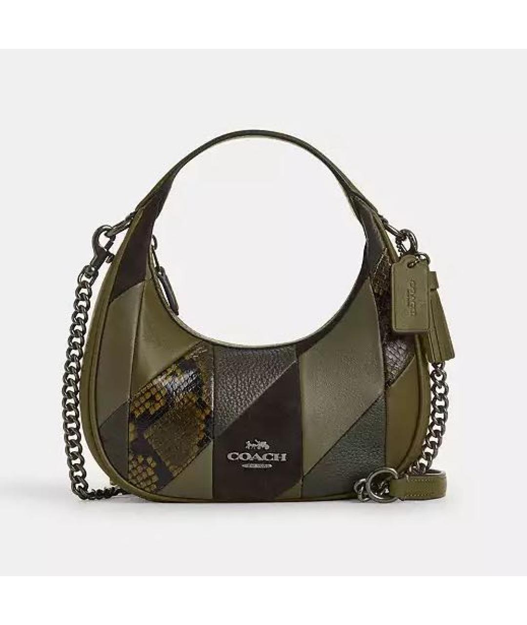 COACH Хаки кожаная сумка через плечо, фото 9