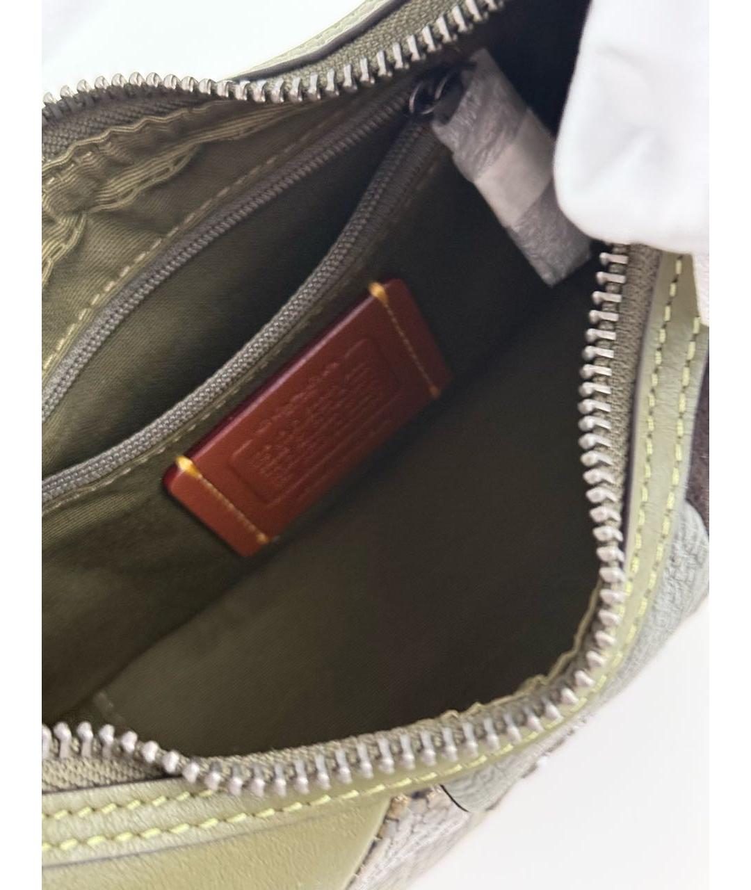 COACH Хаки кожаная сумка через плечо, фото 4